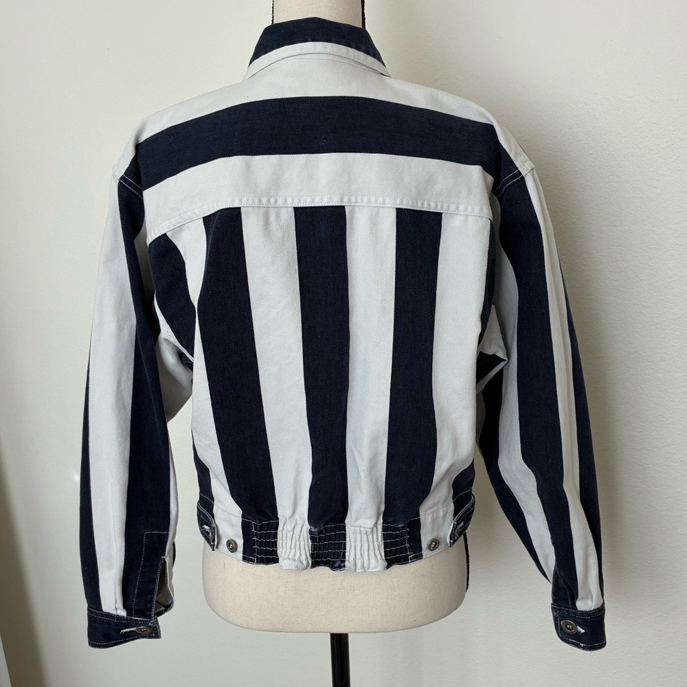 Vintage 80s First Issue Vertical Stripe Denim Jacket - Picture 4 of 10